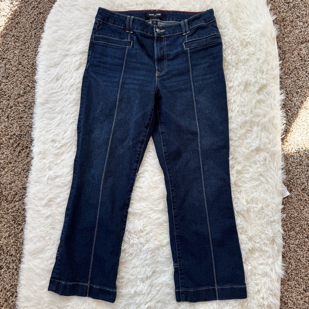 Nautica jeans Flared Demi-Bootcut Cropped Jeans contrast stitching size 8